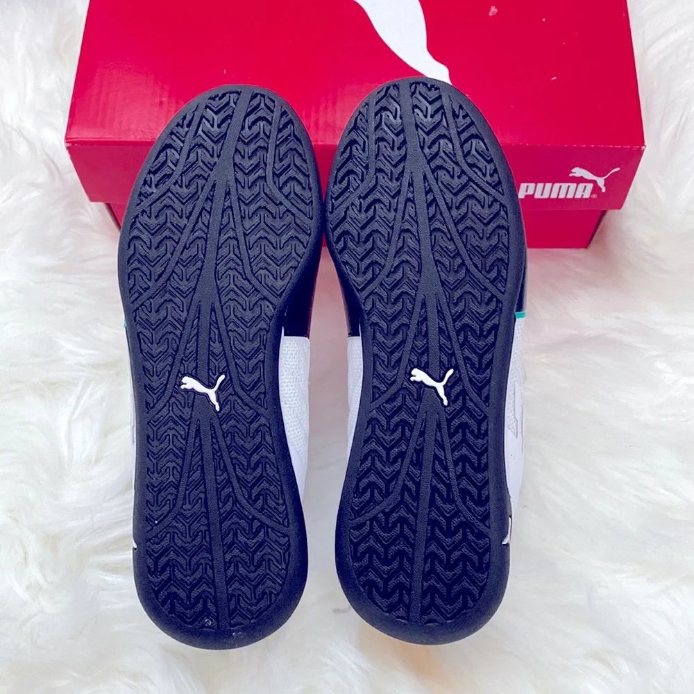 Puma Kids White and Black Sneakers with Teal Insole